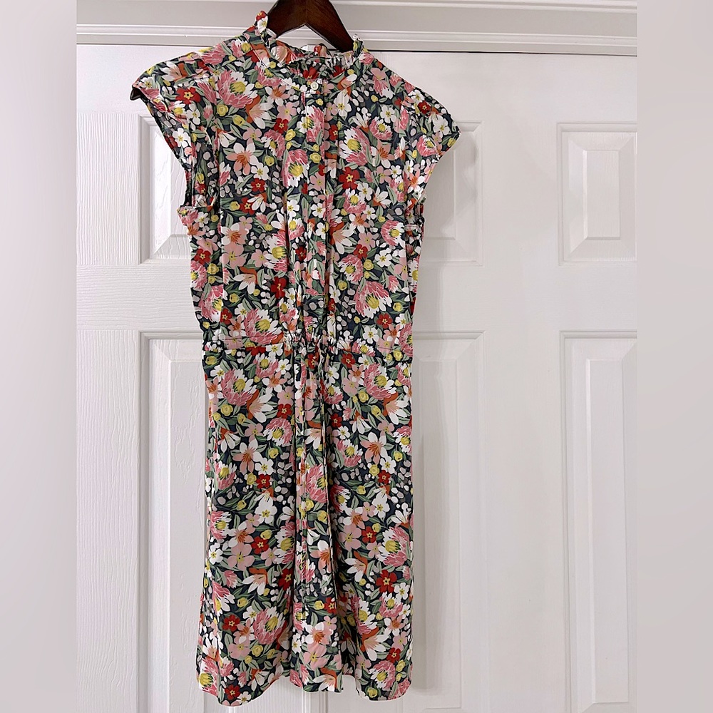 LOFT Floral Dress with Ruffle Neck XXSP